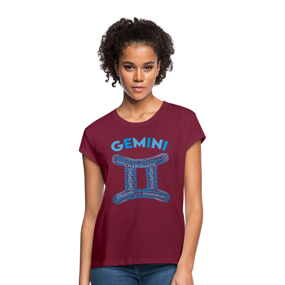 Women's Power Words Gemini Relaxed Fit T-Shirt - burgundy