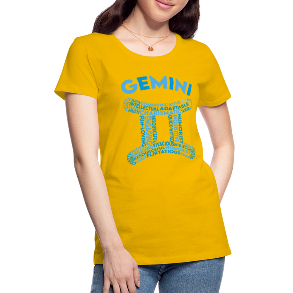 Women's Power Words Gemini Premium T-Shirt - sun yellow