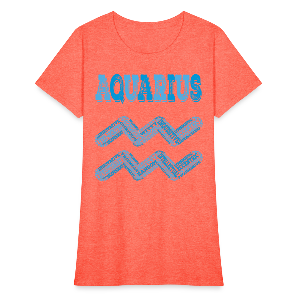 Women's Power Words Aquarius T-Shirt - heather coral