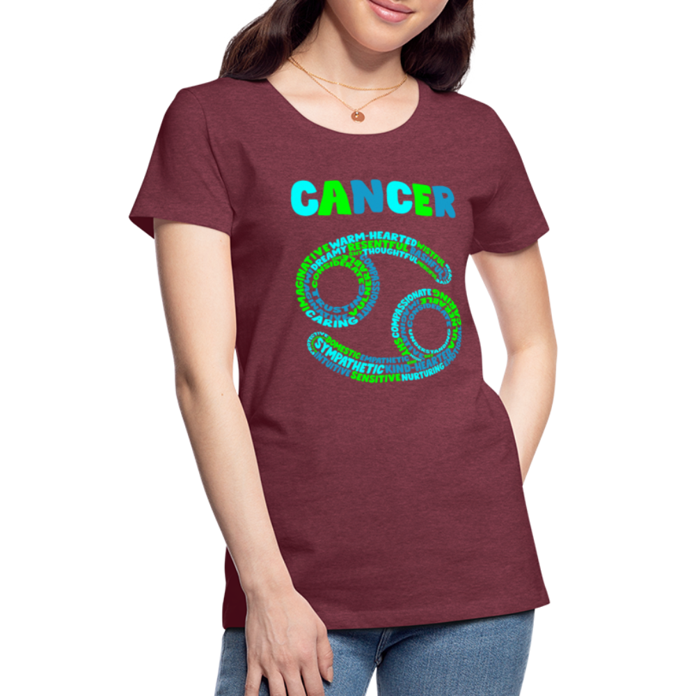 Women's Power Words Cancer Premium T-Shirt - heather burgundy