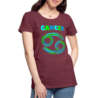 Thumbnail for Women's Power Words Cancer Premium T-Shirt - heather burgundy