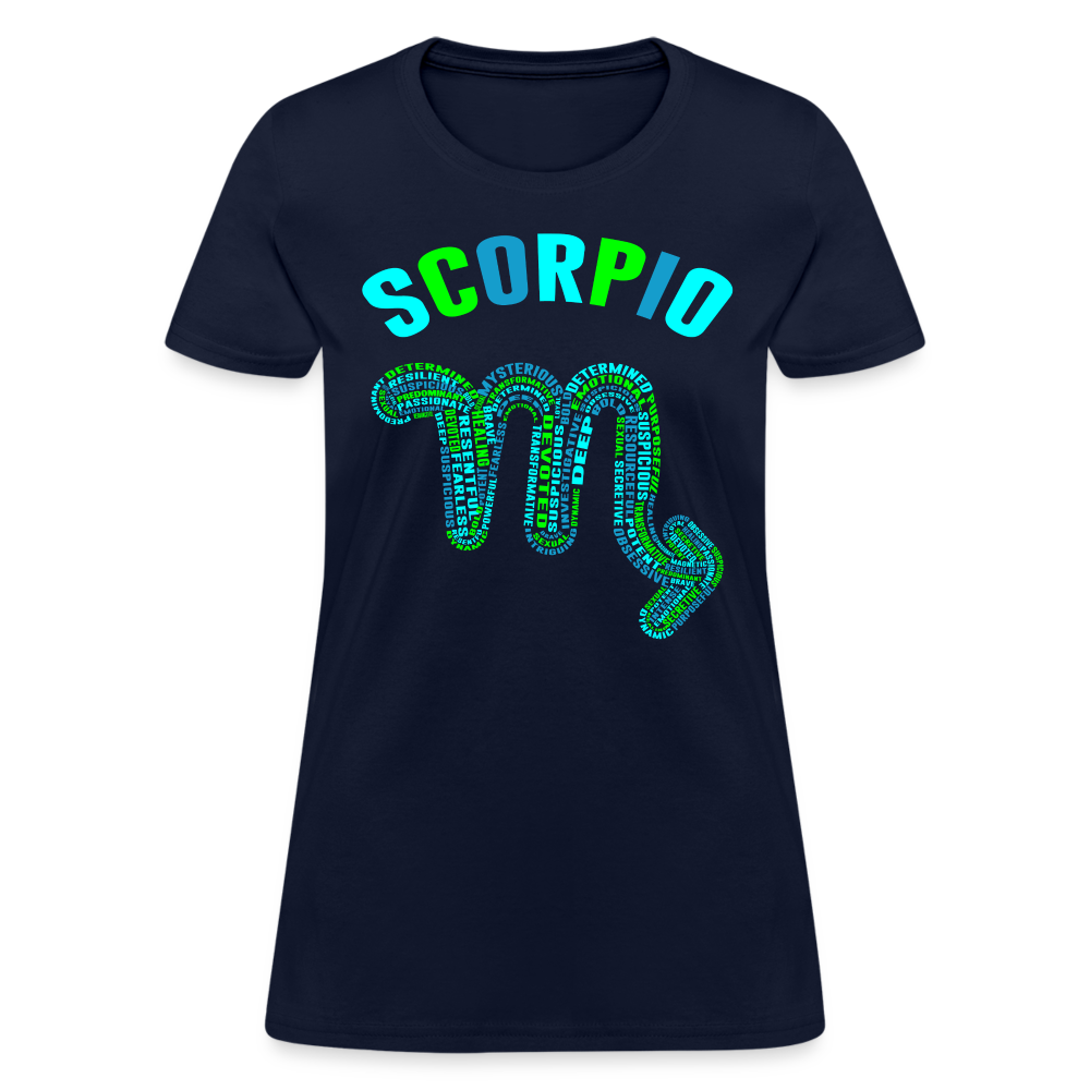 Women's Power Words Scorpio T-Shirt - navy