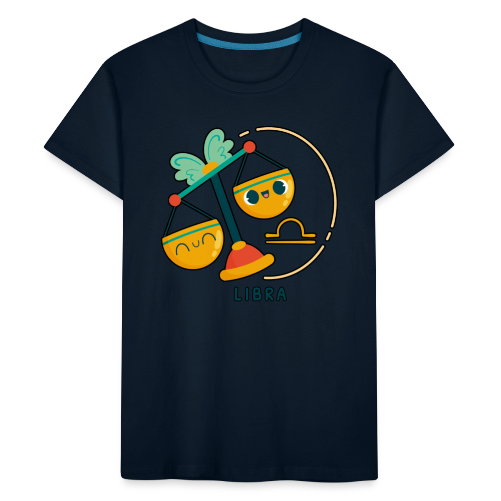 Kid’s Cartoony Libra Premium Organic T-Shirt - deep navy