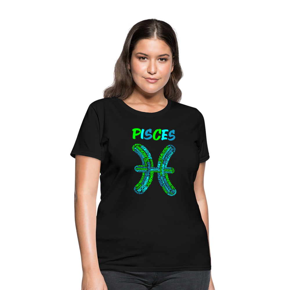 Women's Power Words Pisces T-Shirt - black