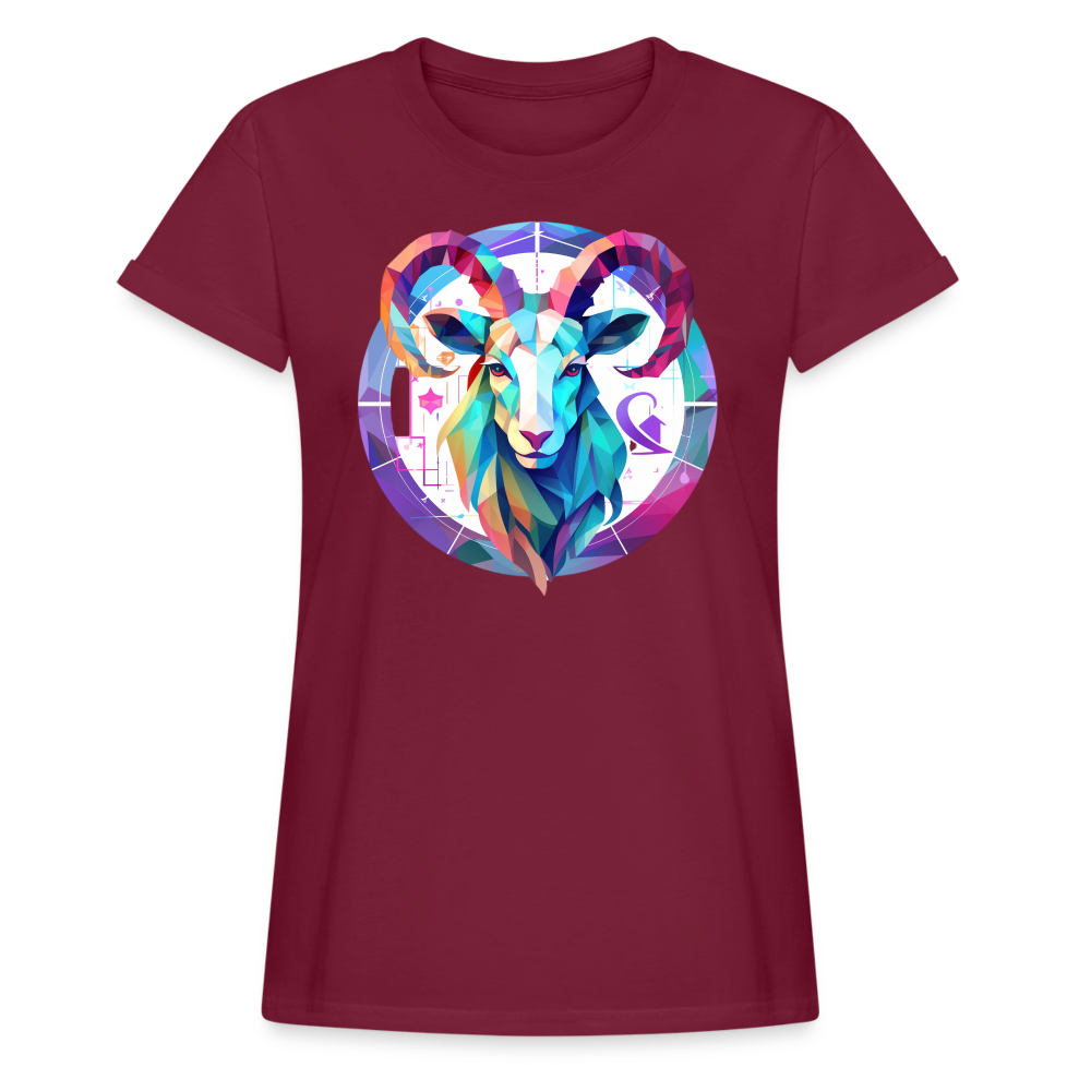 Women's Mythical Aries Relaxed Fit T-Shirt - burgundy