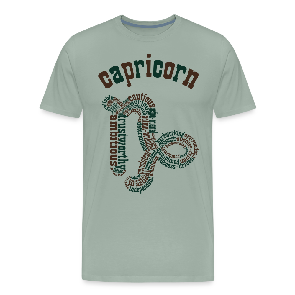 Men's Power Words Capricorn Premium T-Shirt - steel green