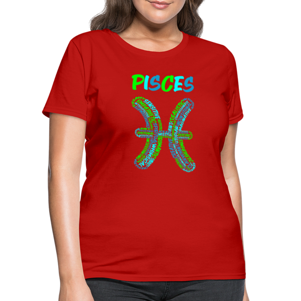 Women's Power Words Pisces T-Shirt - red