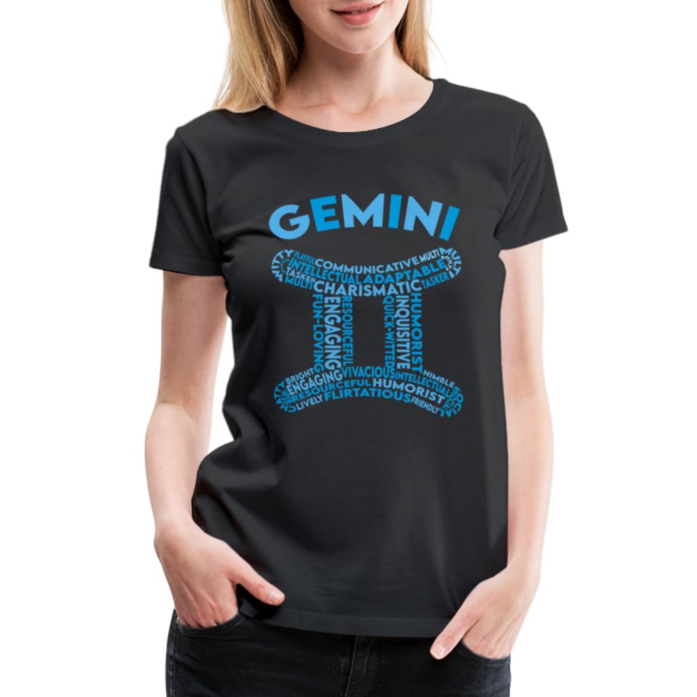 Women's Power Words Gemini Premium T-Shirt - black