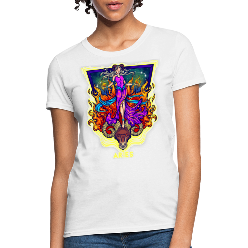 Women's Cosmic Aries Design T-Shirt - white