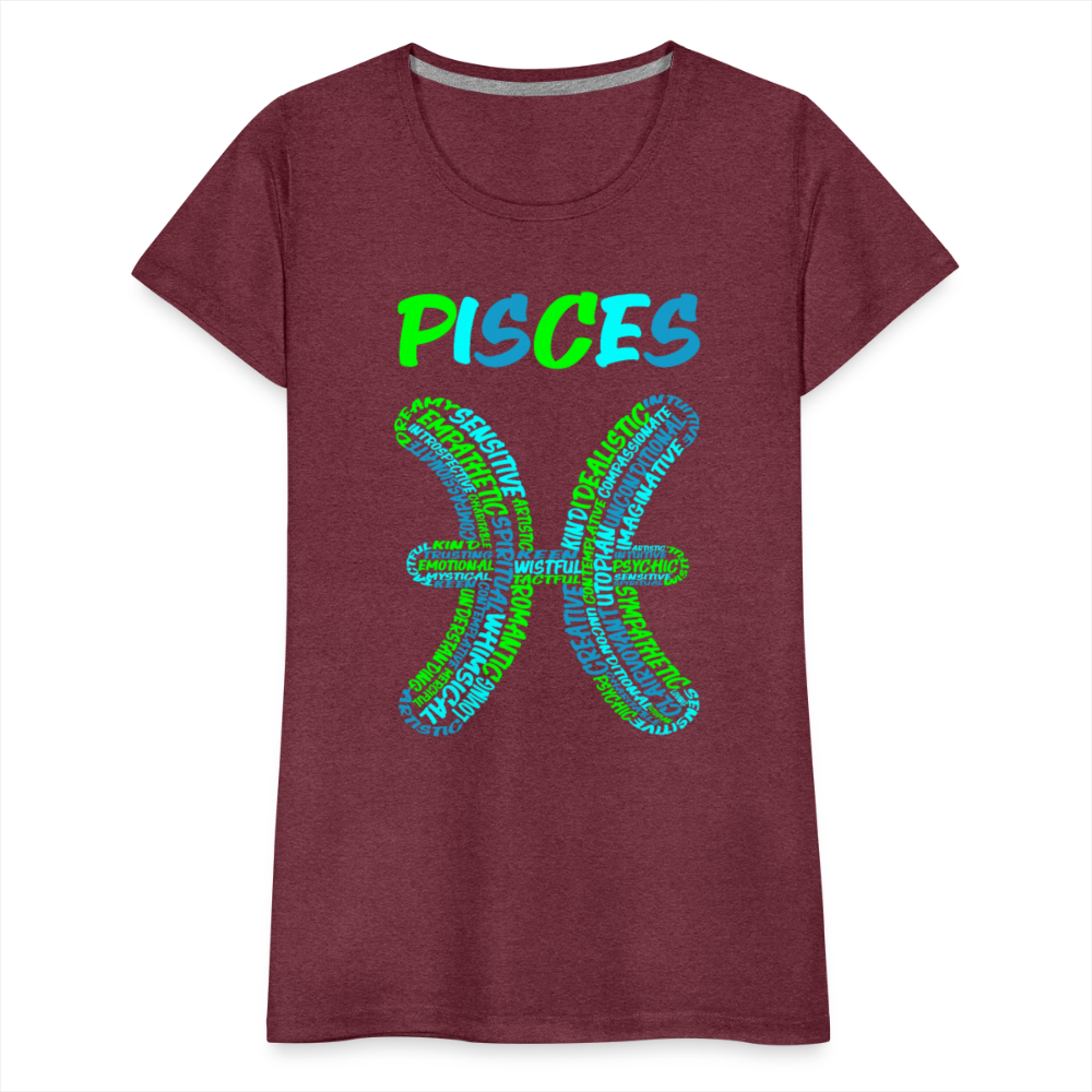 Women's Power Words Pisces Premium T-Shirt - heather burgundy