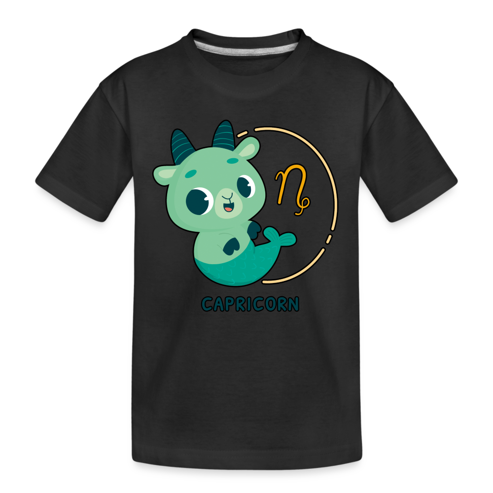 Kid’s Cartoony Capricorn Premium Organic T-Shirt - black