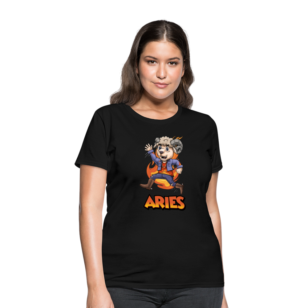 Women's Playful Aries T-Shirt - black