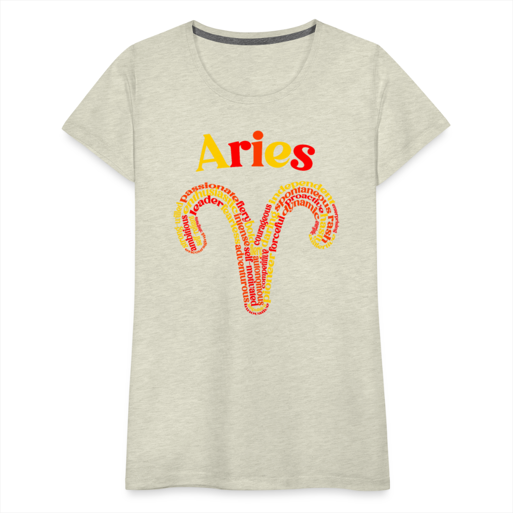 Women's Power Words Aries Premium T-Shirt - heather oatmeal