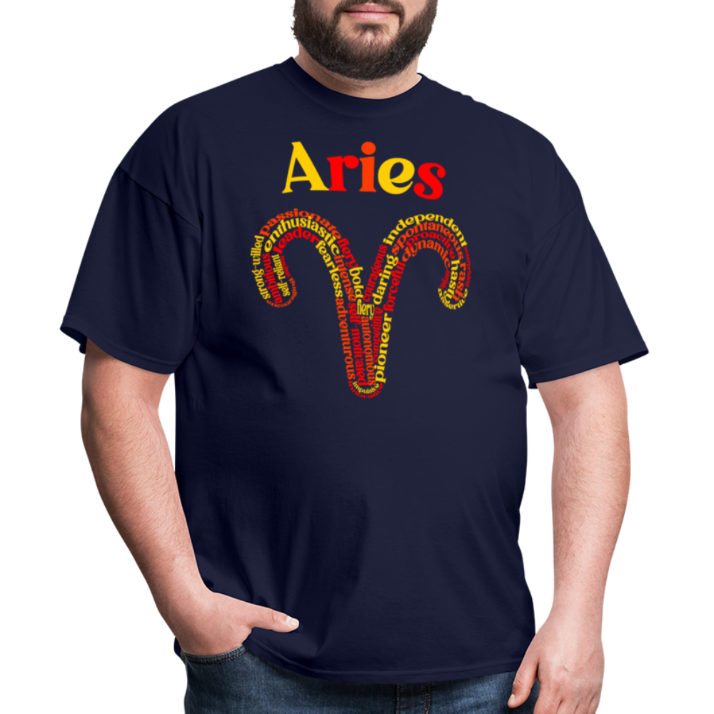 Men's Power Words Aries Classic T-Shirt - navy