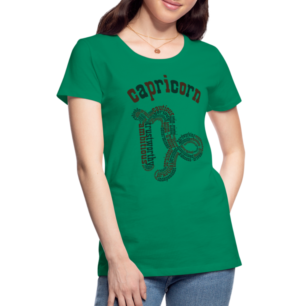 Women's Power Words Capricorn Premium T-Shirt - kelly green