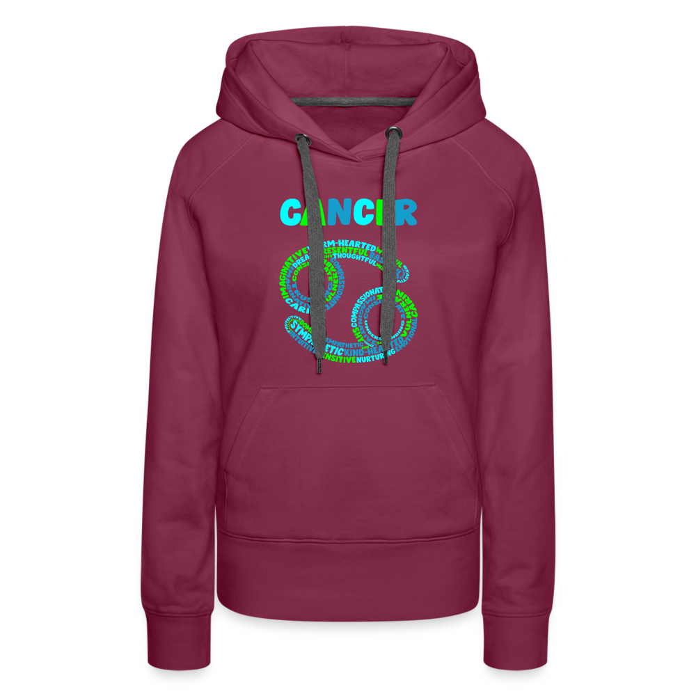 Women's Power Words Cancer Premium Hoodie - burgundy