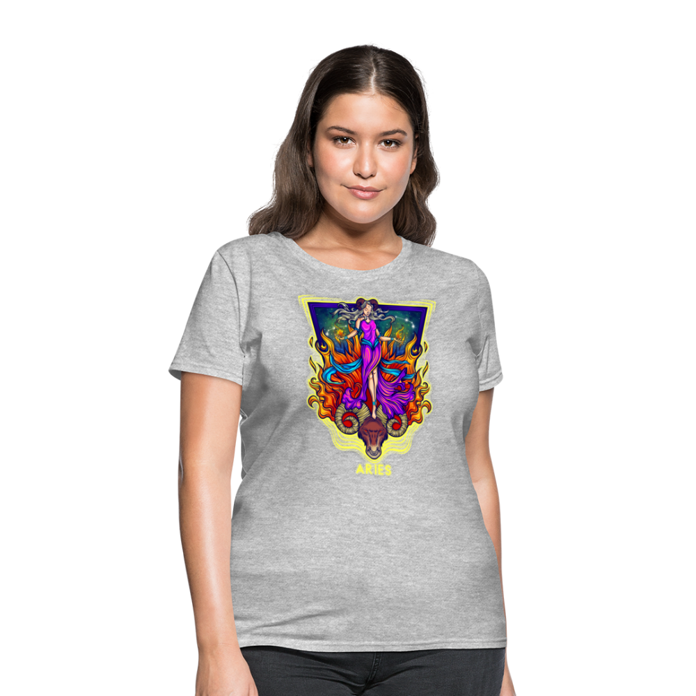 Women's Cosmic Aries Design T-Shirt - heather gray