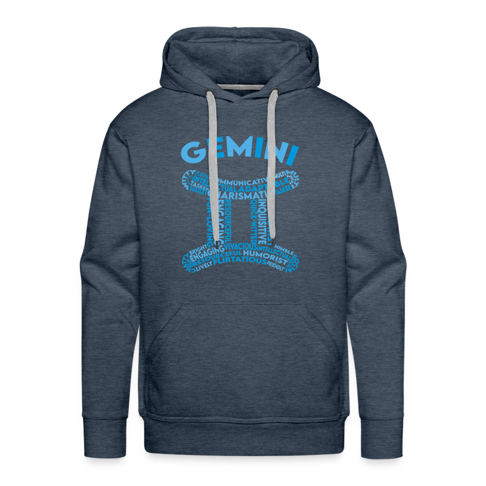 Men's Power Words Gemini Premium Hoodie - heather denim