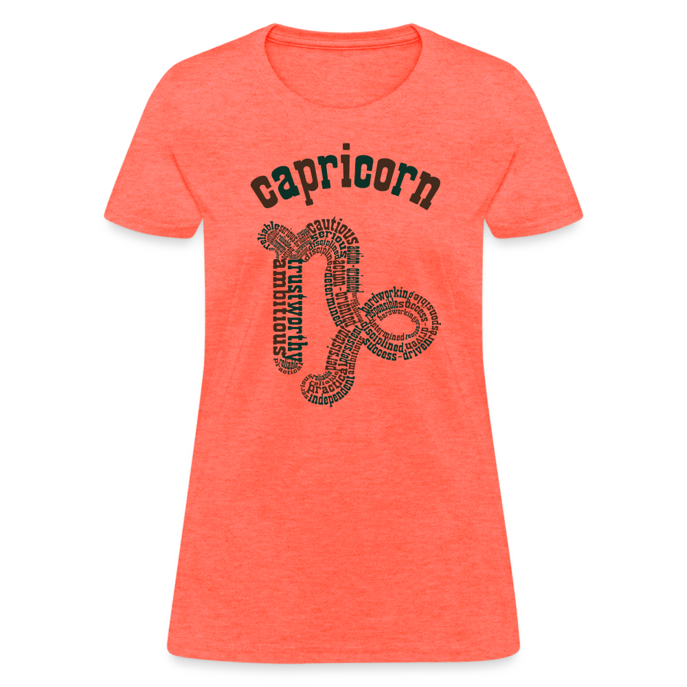 Women's Power Words Capricorn T-Shirt - heather coral