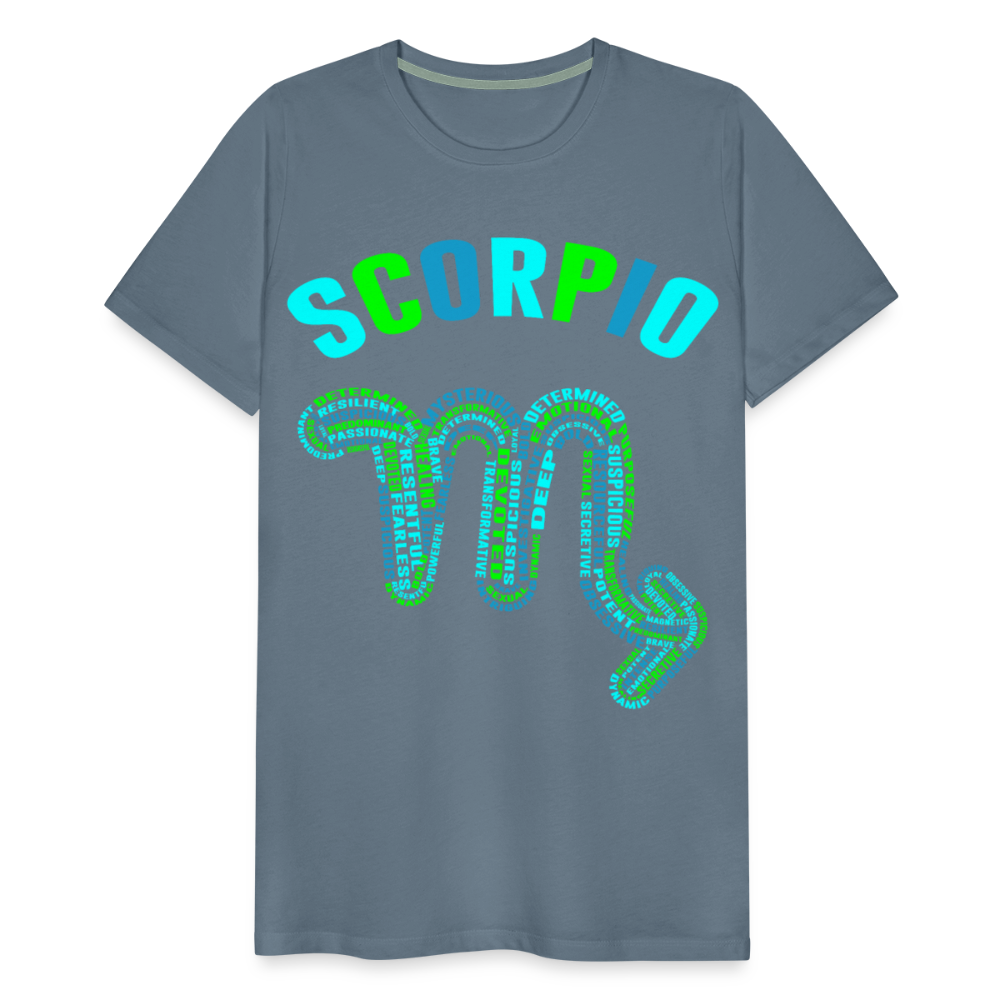 Men's Power Words Scorpio Premium T-Shirt - steel blue