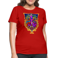 Thumbnail for Women's Cosmic Aries Design T-Shirt - red