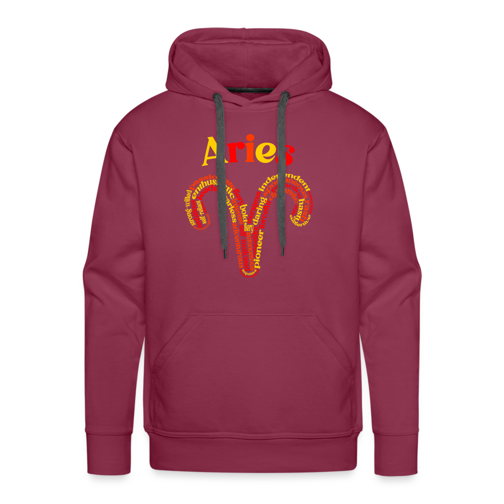 Men's Power Words Aries Premium Hoodie - burgundy