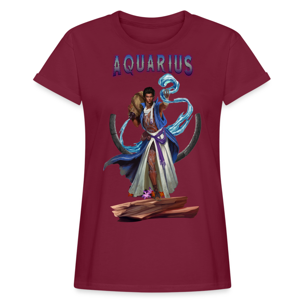 Women's Aquarius Relaxed Fit T-Shirt - burgundy