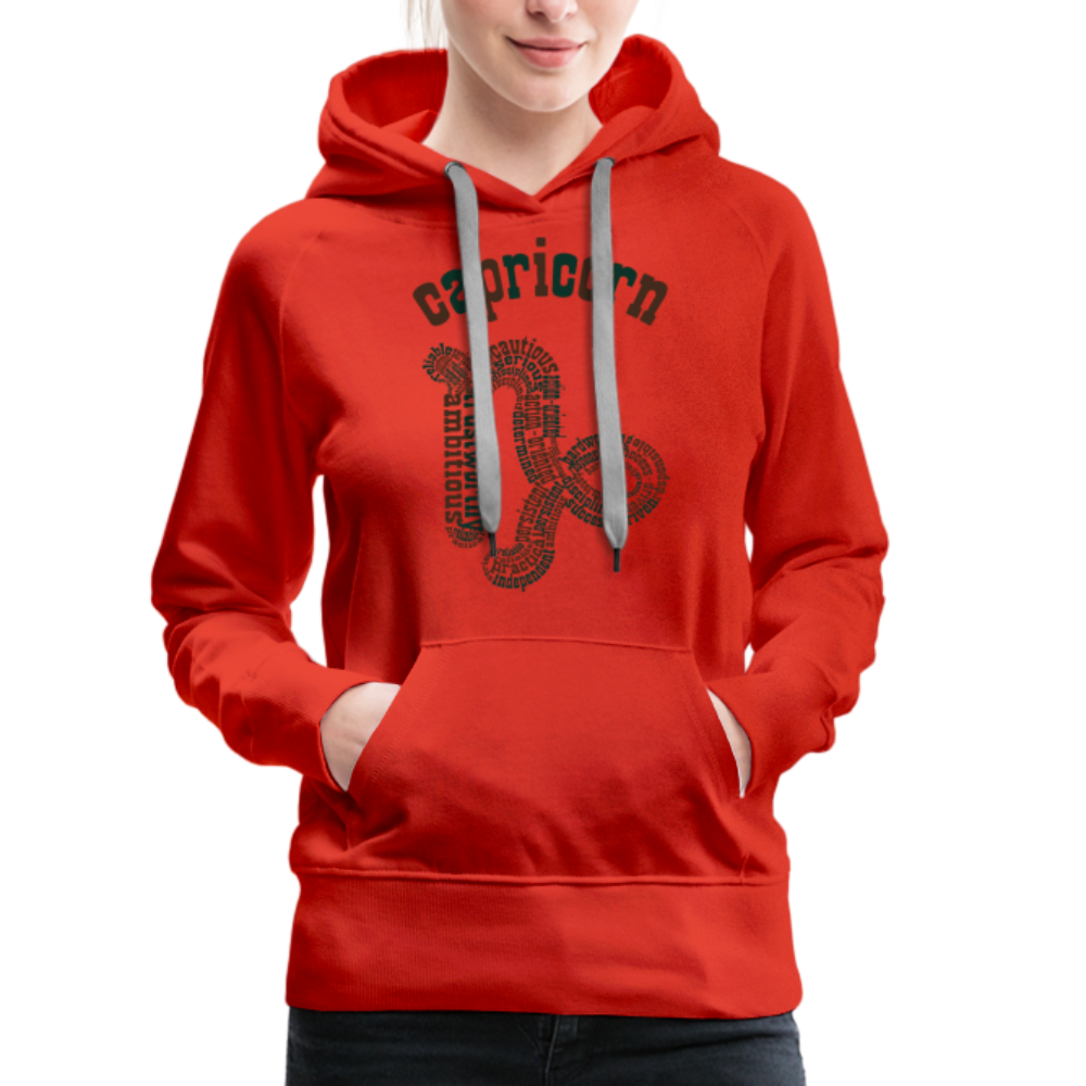 Women's Power Words Capricorn Premium Hoodie - red