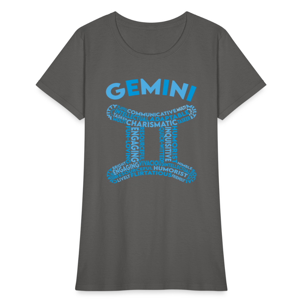 Women's Power Words Gemini T-Shirt - charcoal