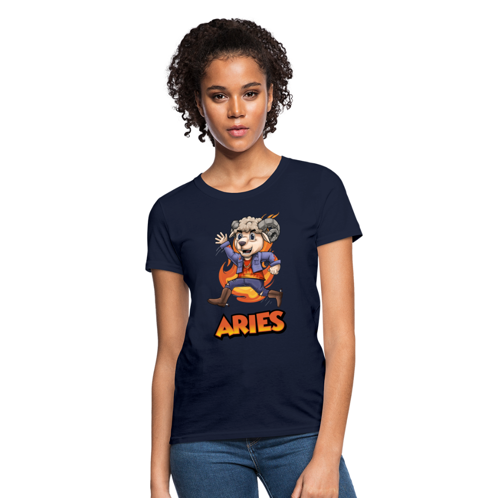 Women's Playful Aries T-Shirt - navy