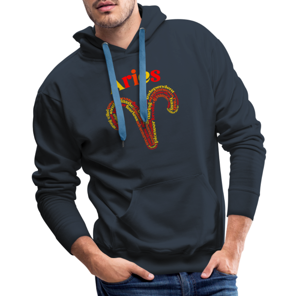 Men's Power Words Aries Premium Hoodie - navy