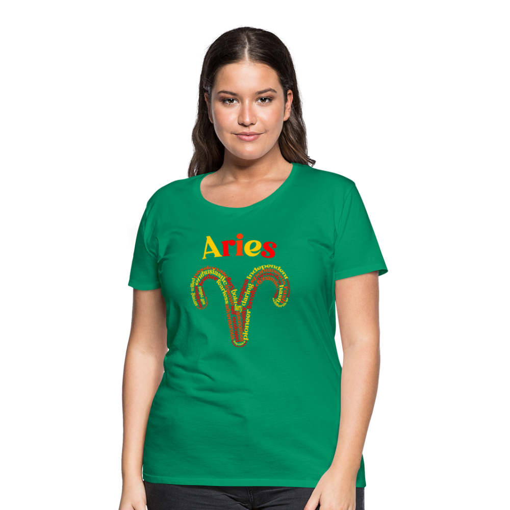 Women's Power Words Aries Premium T-Shirt - kelly green