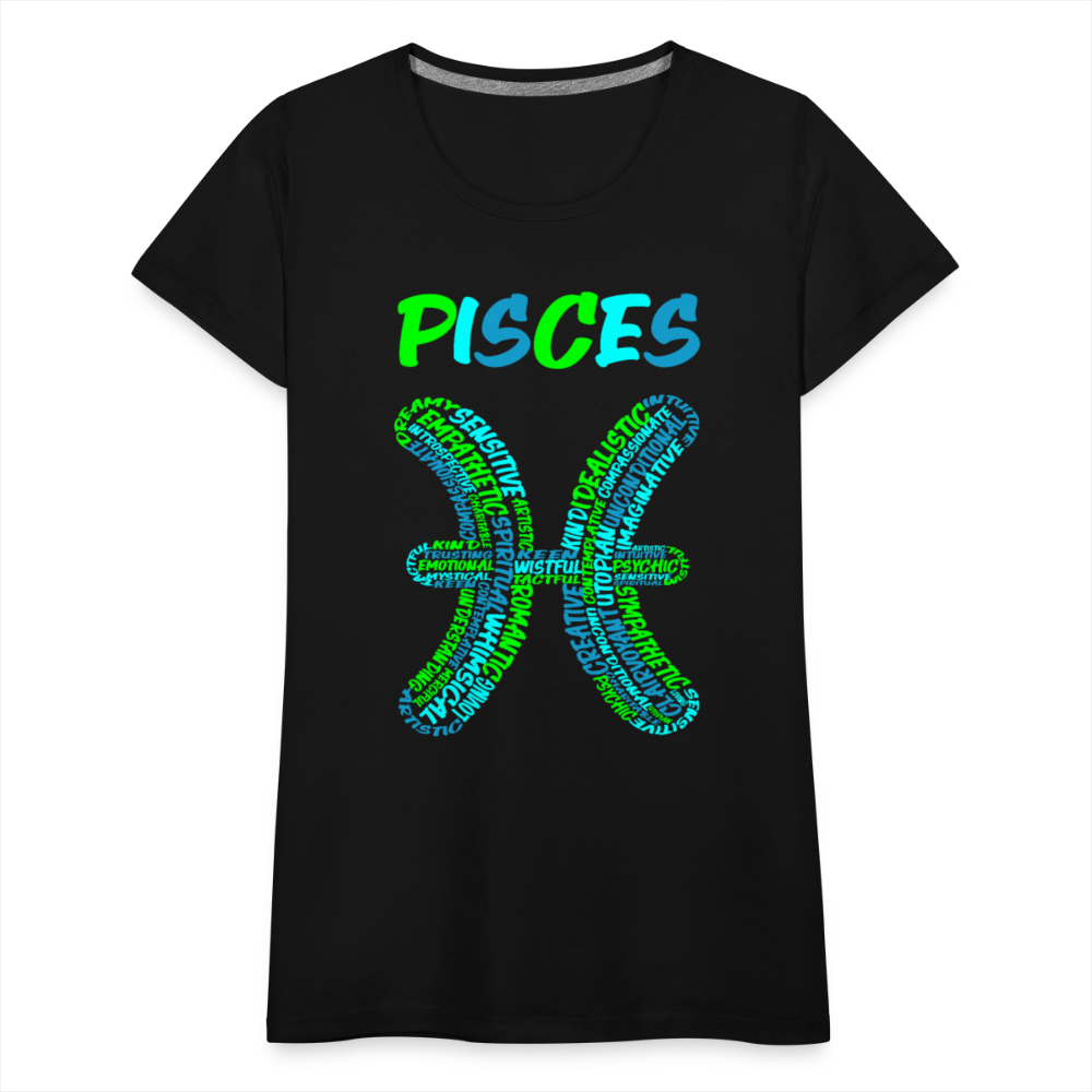 Women's Power Words Pisces Premium T-Shirt - black