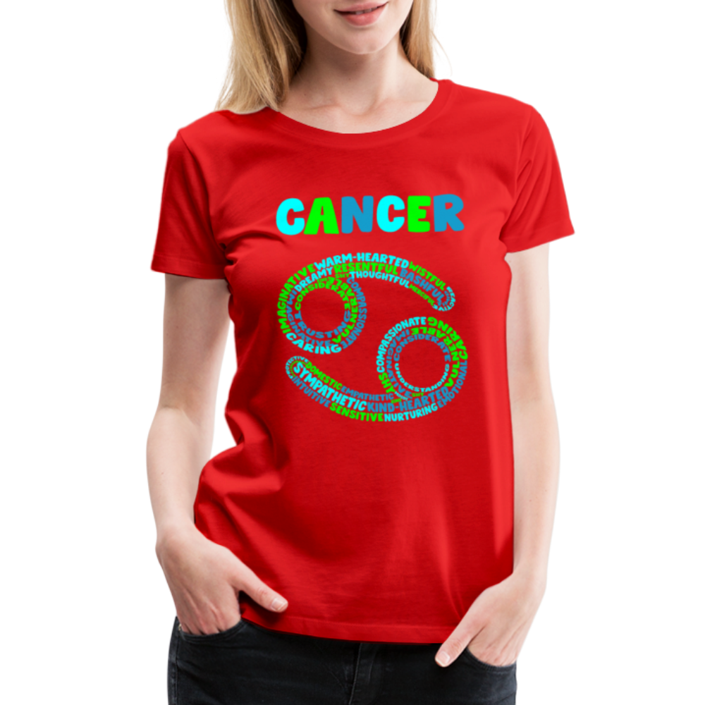 Women's Power Words Cancer Premium T-Shirt - red