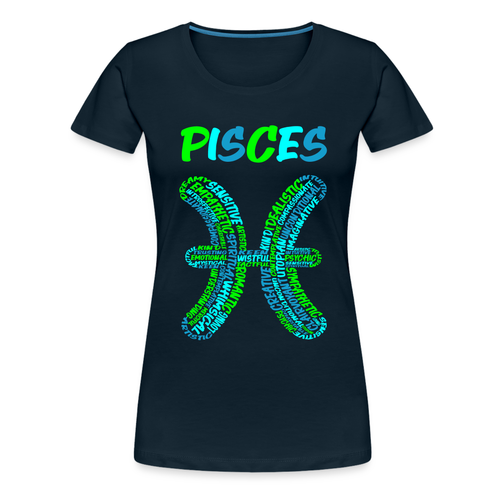 Women's Power Words Pisces Premium T-Shirt - deep navy