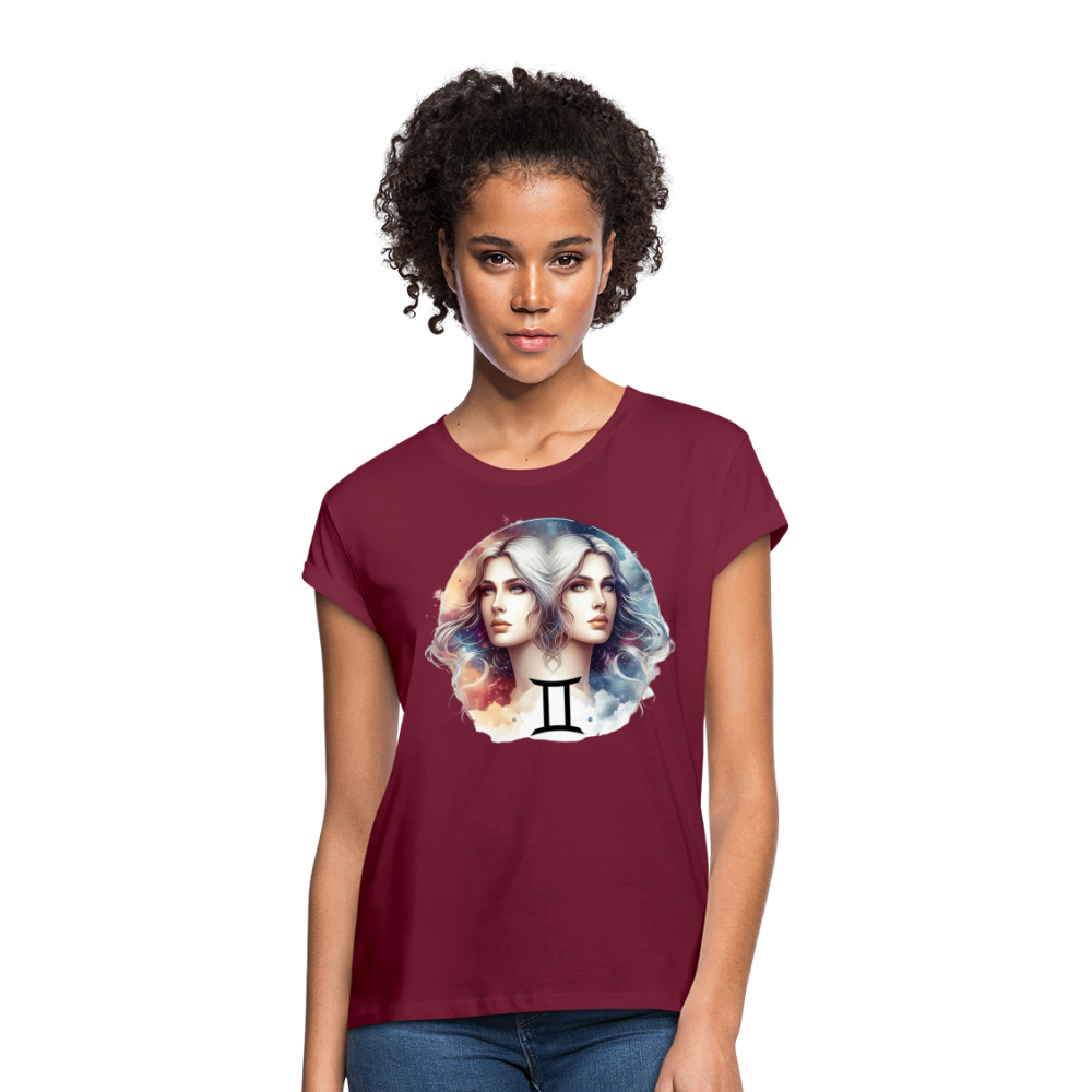 Women's Mythical Gemini Relaxed Fit T-Shirt - burgundy