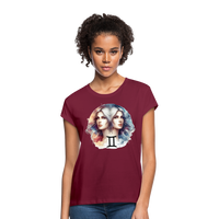 Thumbnail for Women's Mythical Gemini Relaxed Fit T-Shirt - burgundy