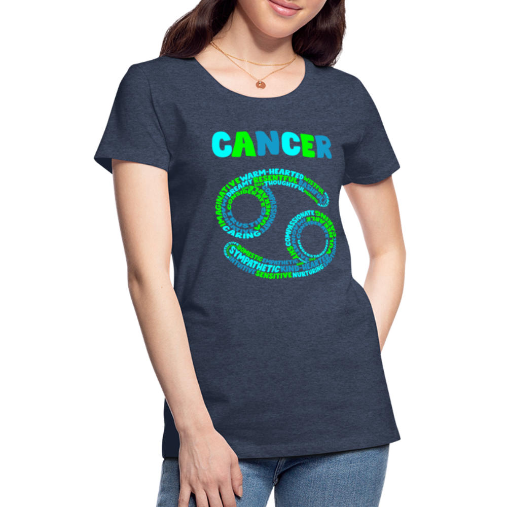 Women's Power Words Cancer Premium T-Shirt - heather blue