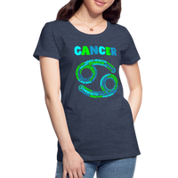 Thumbnail for Women's Power Words Cancer Premium T-Shirt - heather blue