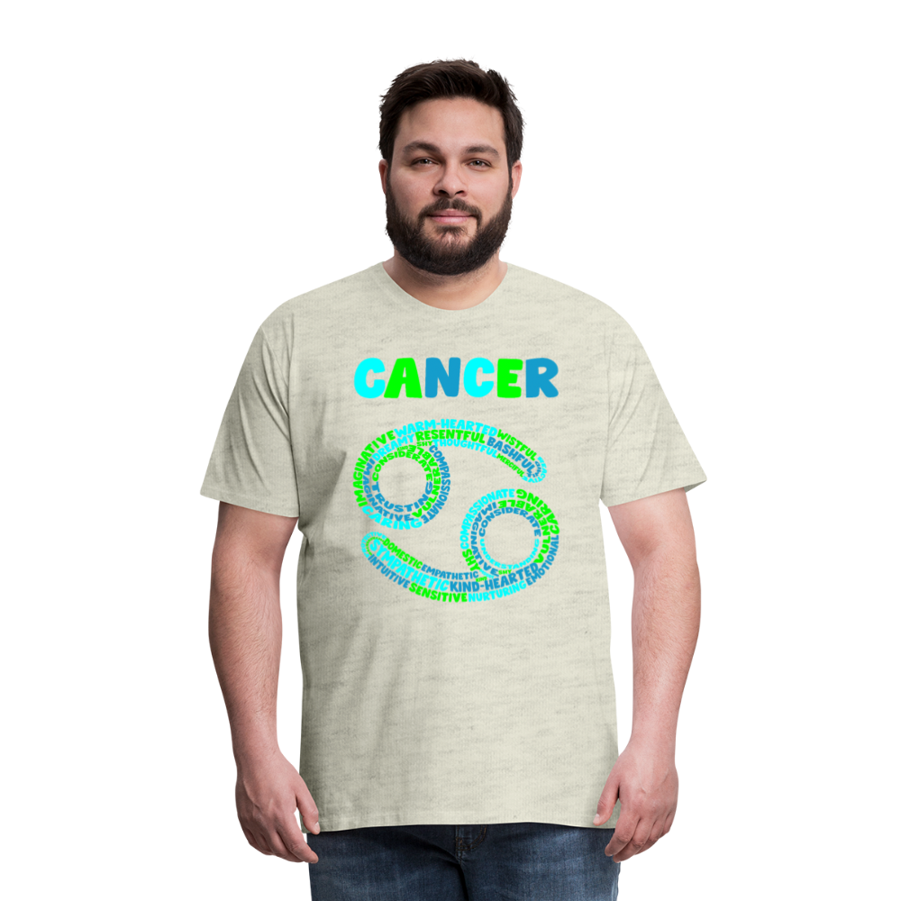 Men's Power Words Cancer Premium T-Shirt - heather oatmeal