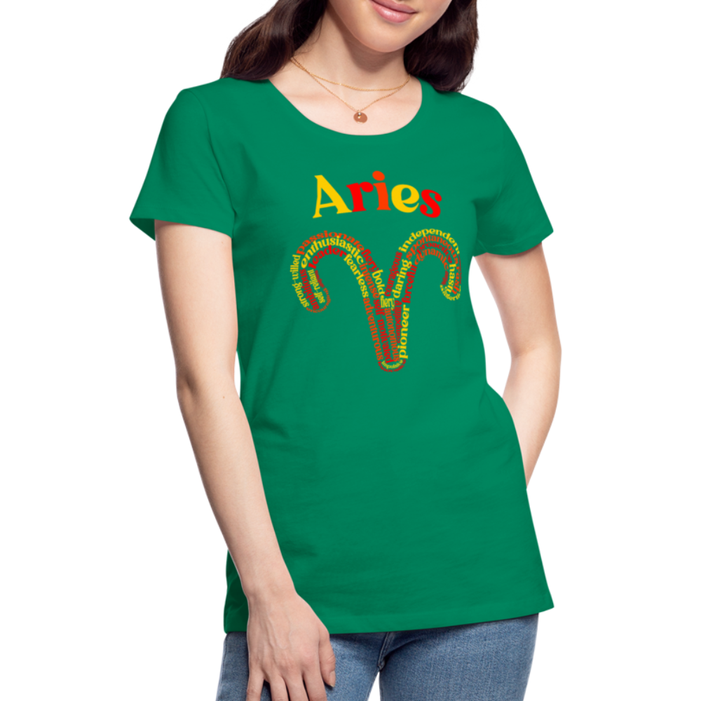 Women's Power Words Aries Premium T-Shirt - kelly green