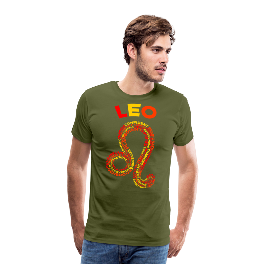 Men's Power Words Leo Premium T-Shirt - olive green