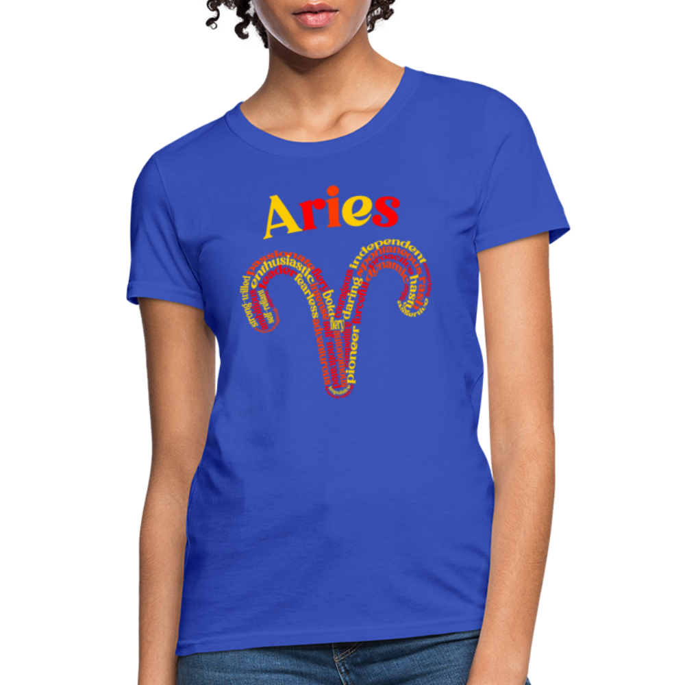 Women's Power Words Aries T-Shirt - royal blue