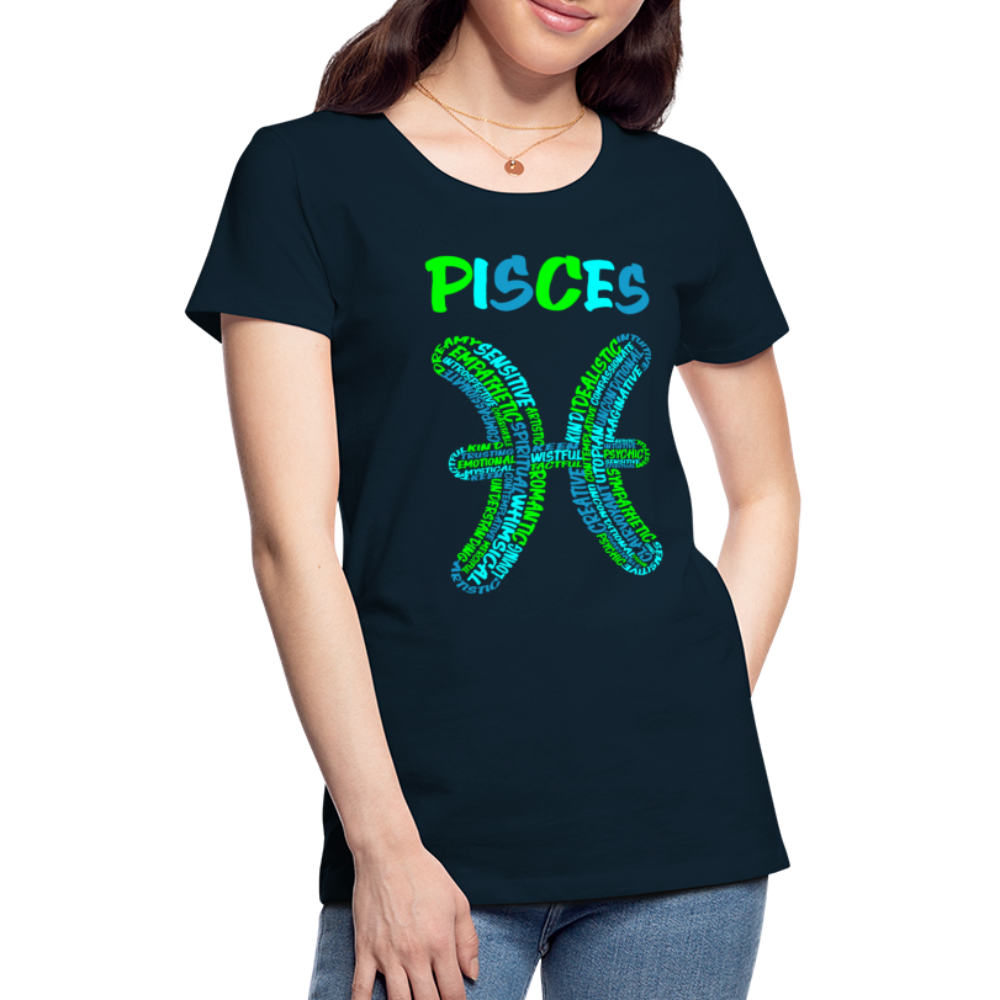 Women's Power Words Pisces Premium T-Shirt - deep navy