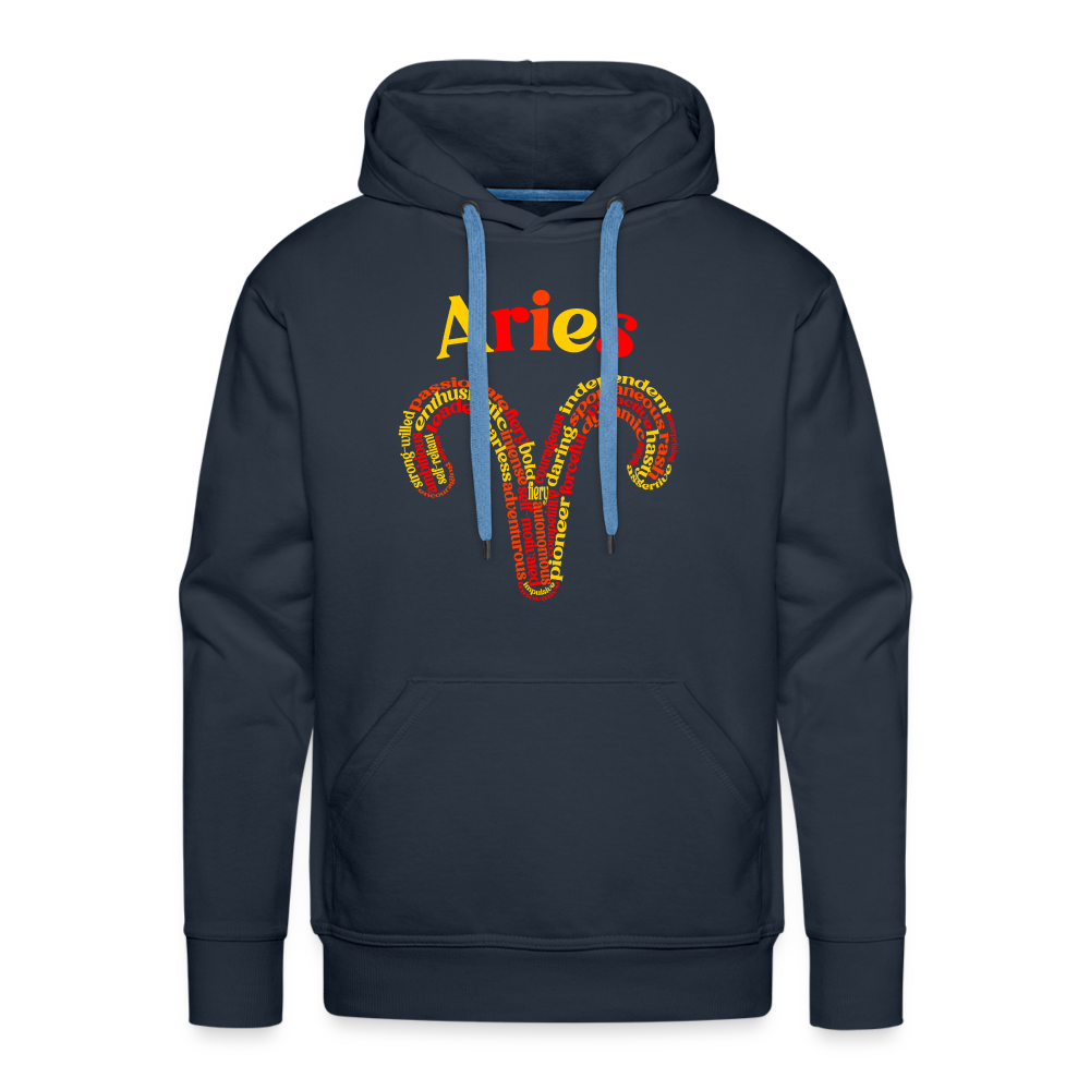 Men's Power Words Aries Premium Hoodie - navy