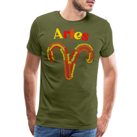 Thumbnail for Men's Power Words Aries Premium T-Shirt - olive green