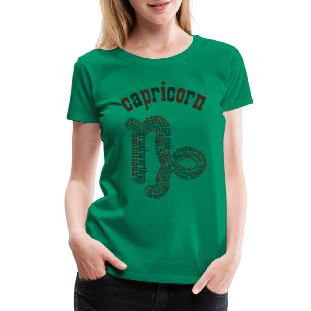 Women's Power Words Capricorn Premium T-Shirt - kelly green