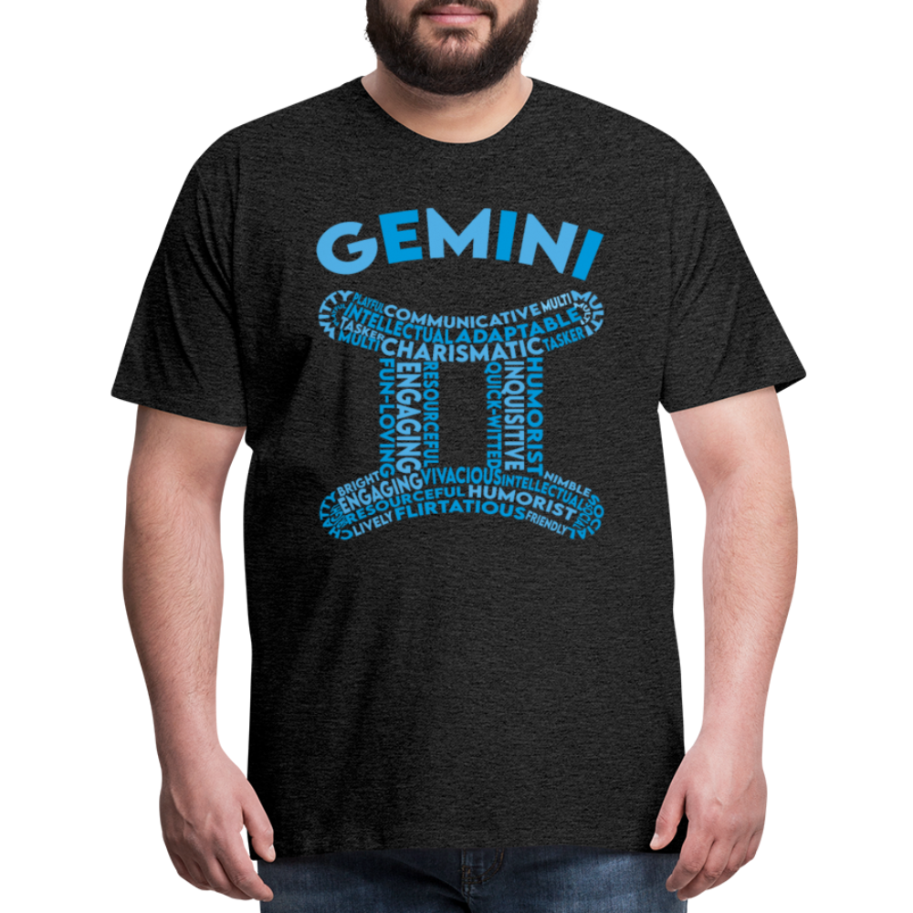 Men's Power Words Gemini Premium T-Shirt - charcoal grey