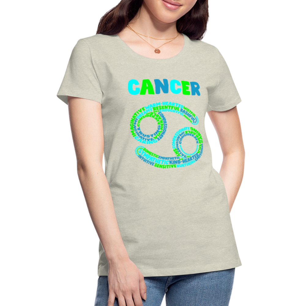 Women's Power Words Cancer Premium T-Shirt - heather oatmeal