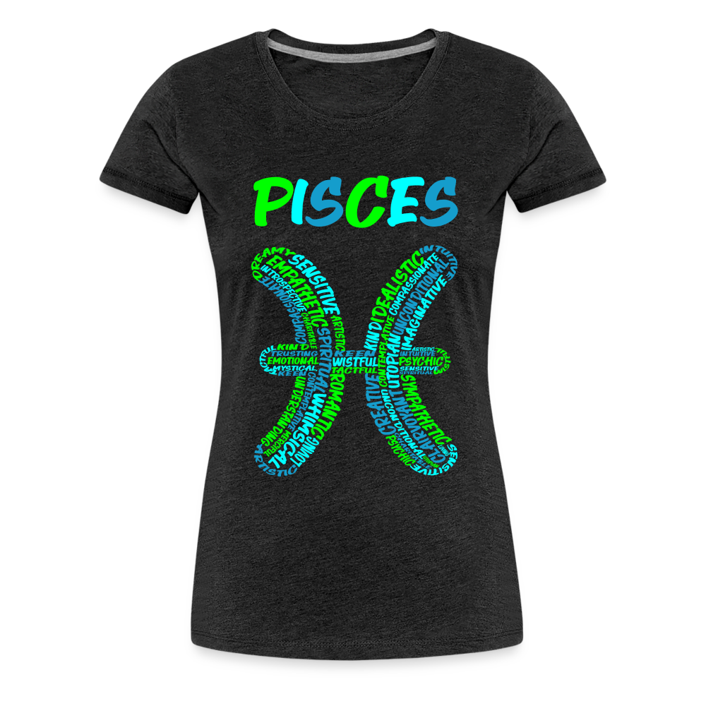 Women's Power Words Pisces Premium T-Shirt - charcoal grey